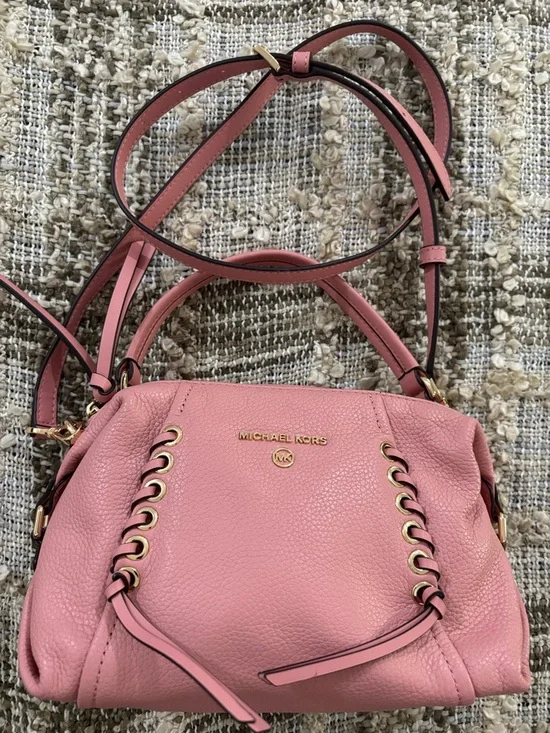 Michael Kors Sia Small Double-Zip Crossbody Blush Pink Leather Bag - Picture 12 of 16